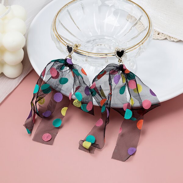 

Bow Decor Drop Earrings, Black