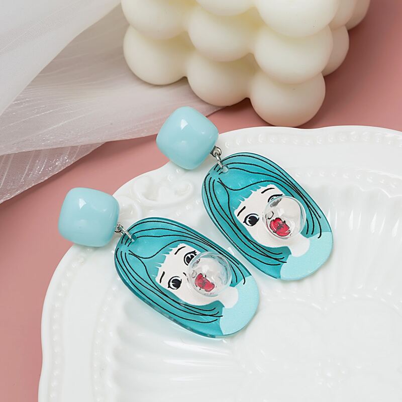 

Figure Graphic Drop Earrings, Blue