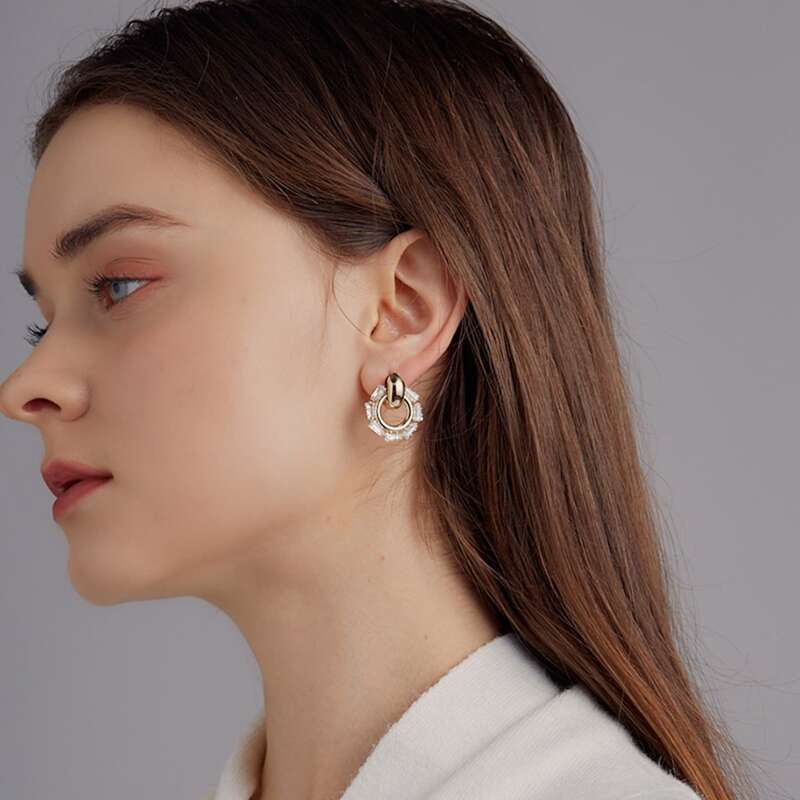 

Rhinestone Drop Earrings, Gold