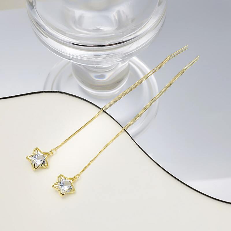 

Star Drop Earrings, Gold