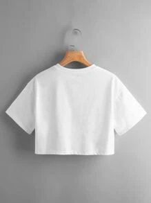 SHEIN EZwear Áo thun màu trơn Giải trí - trắng - Xem 2