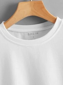 SHEIN EZwear Áo thun màu trơn Giải trí - trắng - Xem 3