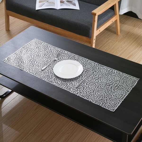 

1pc Flower Pattern Placemat, Silver