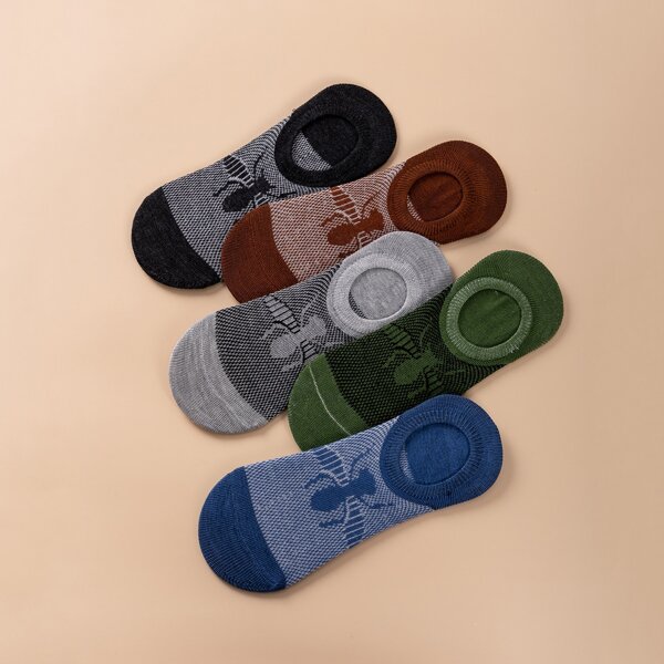

5pairs Men Insect Pattern Socks, Multicolor