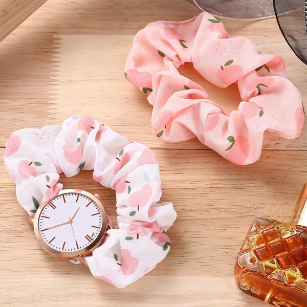 

1pc Round Pointer Quartz Watch & 1pc Scrunchie