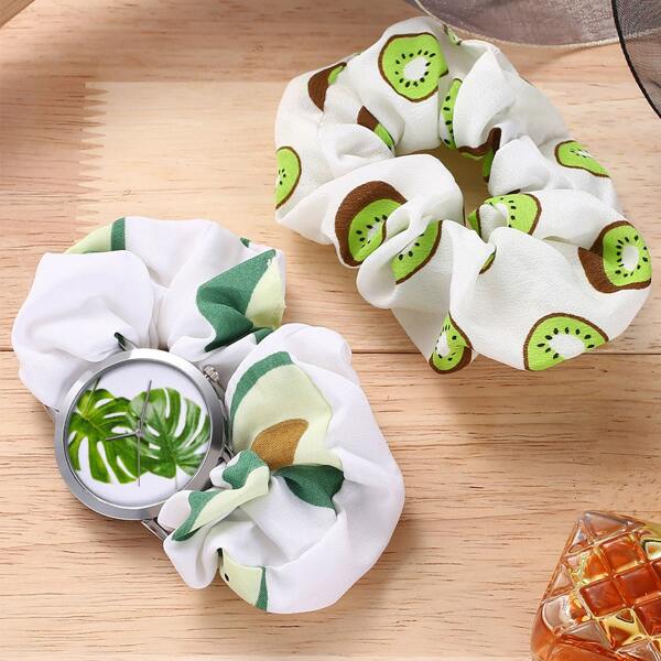 

1pc Palm Leaf Quartz Watch & 1pc Scrunchie