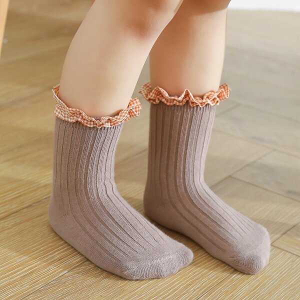 

Baby Ruffle Hem Socks, Mocha brown