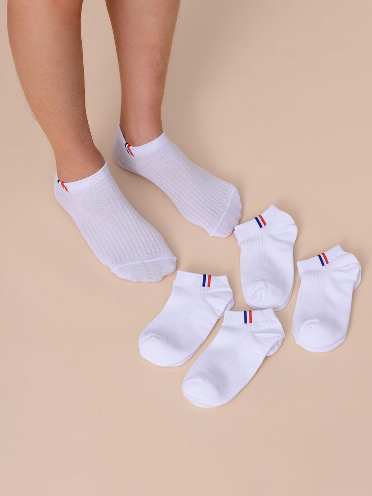 5pairs Men Striped Print Ankle Socks - White - View 2