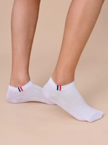 5 Pares De Calcetines Tobilleros Para Hombre Con Estampado De Rayas - Blanco - Ver 4