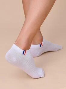 5 Pares De Calcetines Tobilleros Para Hombre Con Estampado De Rayas - Blanco - Ver 6