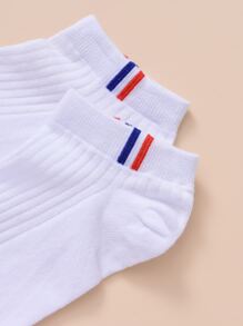 5 Pares De Calcetines Tobilleros Para Hombre Con Estampado De Rayas - Blanco - Ver 7