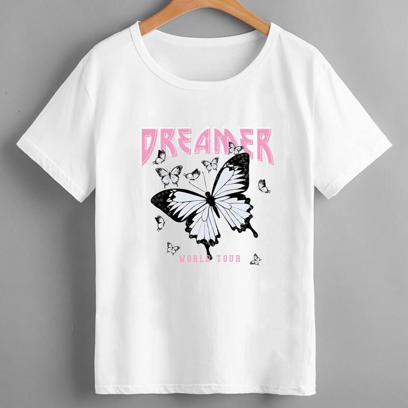 

Letter Butterfly Graphic Tee, White