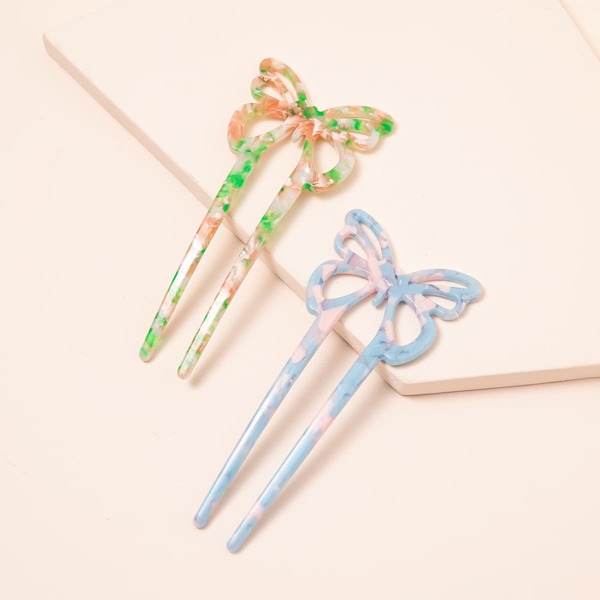 

2pcs Acetic Acid Hair Pin, Multicolor