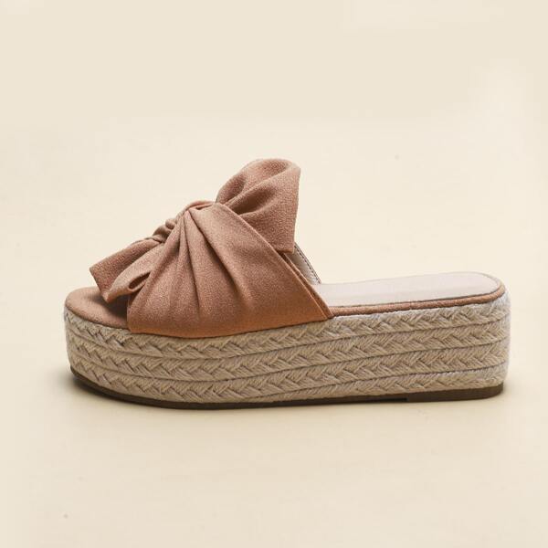 

Knot Decor Espadrille Flatform Mules, Dusty pink