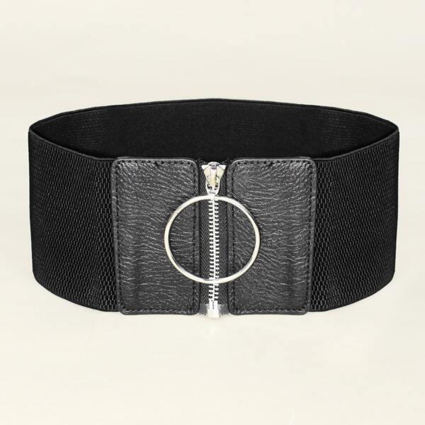 

Girls Zipper Front Elastic Belt, Black