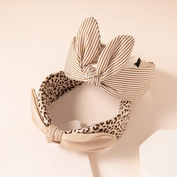 

2pcs Knot Hair Hoop, Khaki
