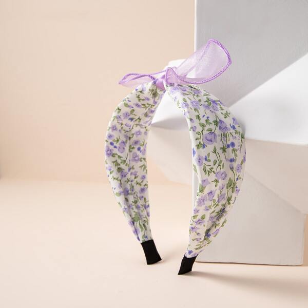 

Flower Print Hair Hoop, Mauve purple