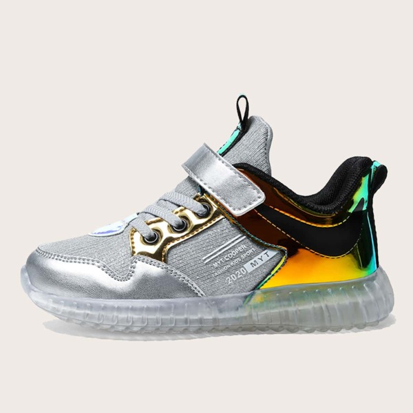 

Girls Letter Graphic Velcro Strap Sneakers, Silver
