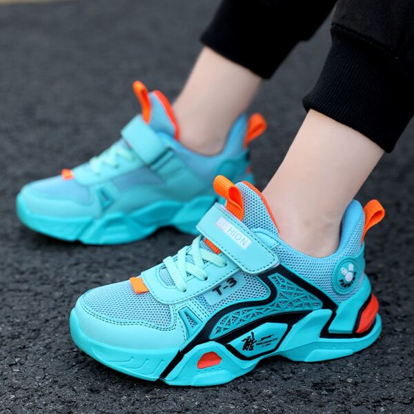

Boys Letter Graphic Velcro Strap Sneakers, Mint blue