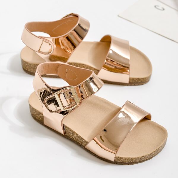 

Girls Minimalist Metallic Strappy Sandals, Gold