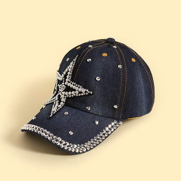 

Kids Rhinestone Decor Baseball Cap, Navy blue
