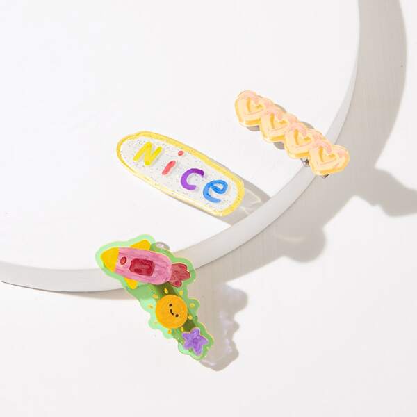 

3pcs Toddler Girls Cartoon Hair Clip, Multicolor