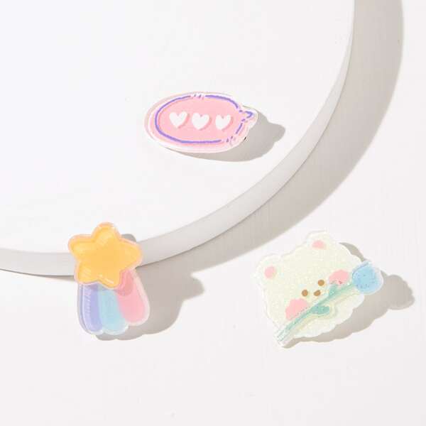

3pcs Toddler Girls Cartoon Hair Clip, Multicolor