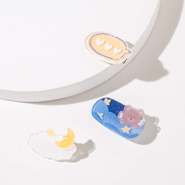 

3pcs Toddler Girls Cartoon Hair Clip, Multicolor