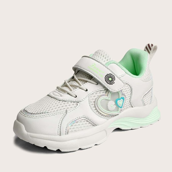 

Girls Heart & Flower Graphic Lace-up Front Sneakers, Green