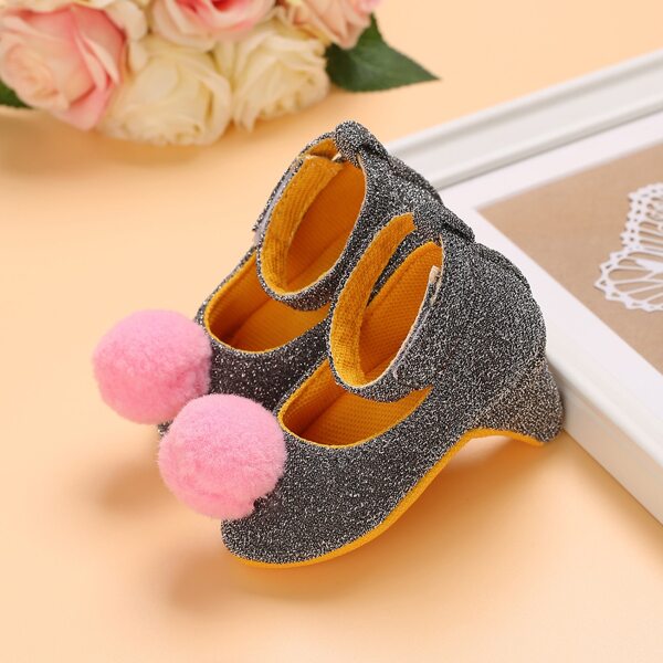 

Baby Girl Pom-pom Ankle Strap Flats, Grey