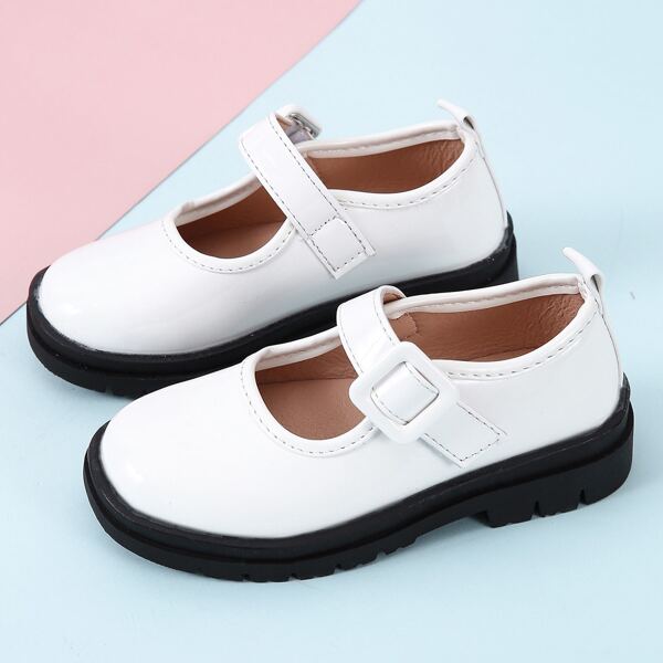 

Toddler Girls Minimalist Buckle Decor Flats, White