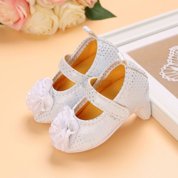 

Baby Girls Applique Flats, White