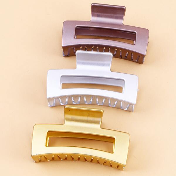 

3pcs Solid Hair Claw, Multicolor