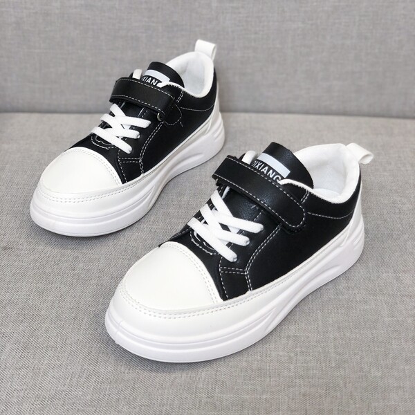 

Girls Two Tone Velcro Strap Sneakers, Black
