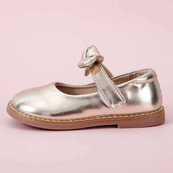 

Toddler Girls Metallic Bow Decor Mary Janes, Gold