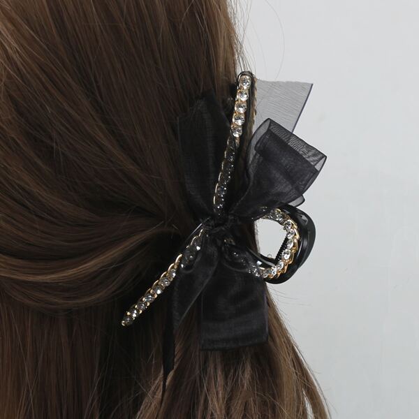 

Rhinestone Decor Hair Claw, Black