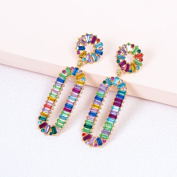

Crystal Decor Geometric Drop Earrings, Multicolor
