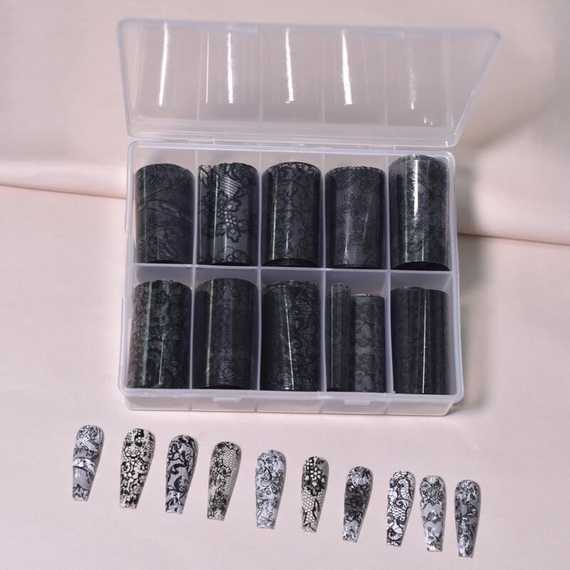 

10rolls Flora Lace Nail Art Sticker, Black