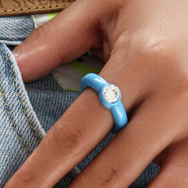 

Rhinestone Detail Ring, Blue