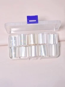 Transform Your Nails With Full-Cover Nail Art Transfer Foil-1box Laser Nail Transfer Paper In 10pcs Pack For Women And Girls - Clear - View 1