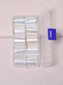 Transform Your Nails With Full-Cover Nail Art Transfer Foil-1box Laser Nail Transfer Paper In 10pcs Pack For Women And Girls - Clear - View 2