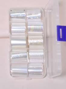 Transform Your Nails With Full-Cover Nail Art Transfer Foil-1box Laser Nail Transfer Paper In 10pcs Pack For Women And Girls - Clear - View 3