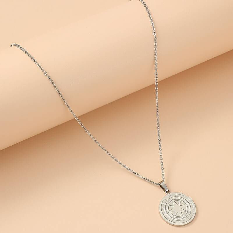 

Geo Pendant Chain Necklace, Silver