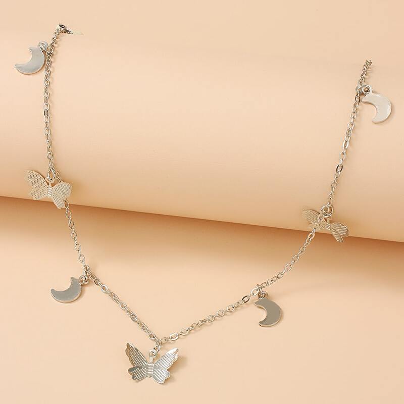 

Butterfly Decor Chain Necklace, Silver