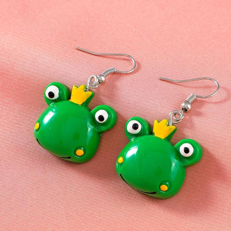 

Cartoon Frog Drop Earrings, Green