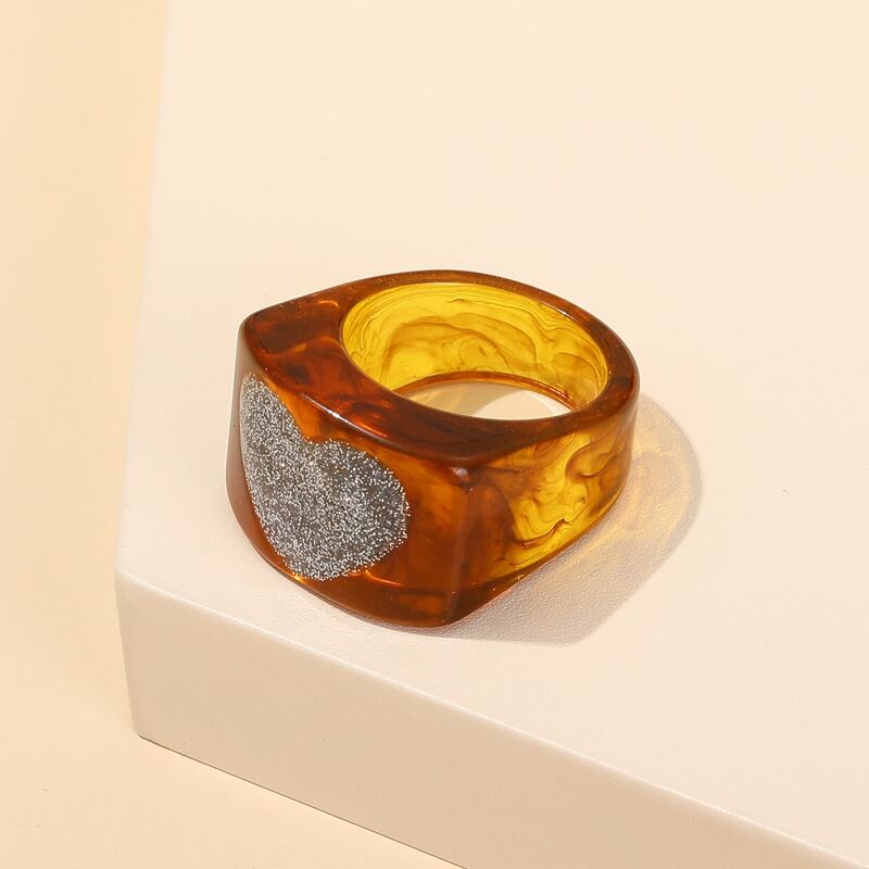 

Heart Decor Chunky Ring, Multicolor