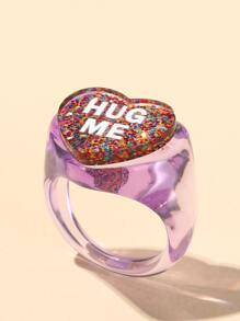 1 Miếng Đúng mốt Hình trái tim Nhẫn Đối với Cô gái Buổi tiệc Đồ trang trí - Màu tím  Violet - Xem 2