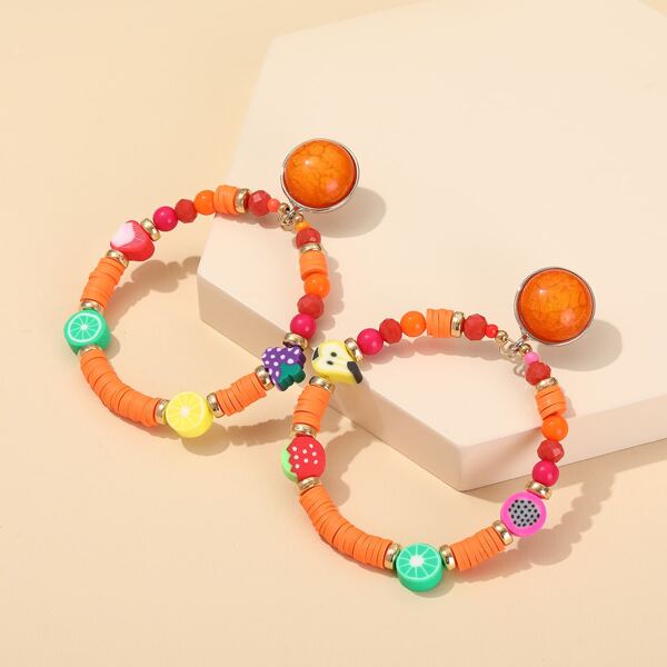 

Fruit Decor Hoop Earrings, Multicolor