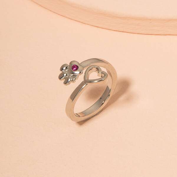 

Cat Paw Decor Ring, Silver