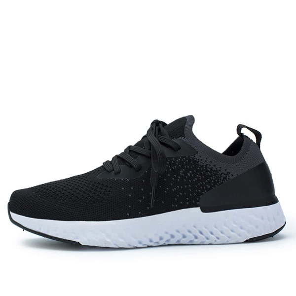 

Minimalist Lace Up Decor Knit Sneakers, Black